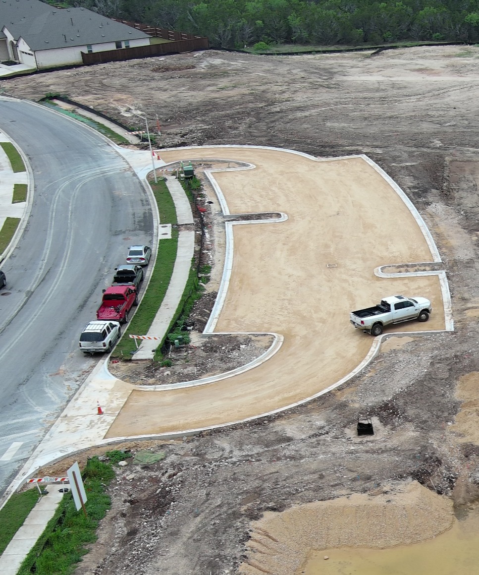 Fresh concrete paving project